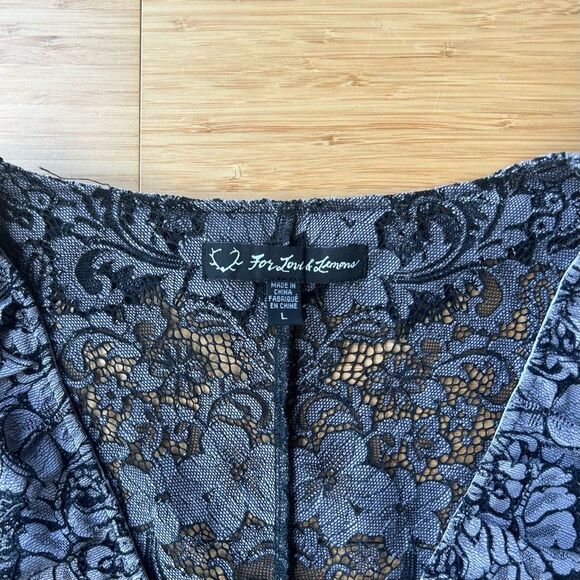 NWOT For Love and Lemons Theodora Black Gray Floral Lace Dress Large Wedding - Picture 5 of 12